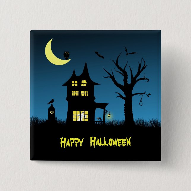 Spooky Haunted House Halloween 15 Cm Square Badge (Front)