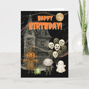 Spooky Haunted House Halloween Birthday Holiday Card