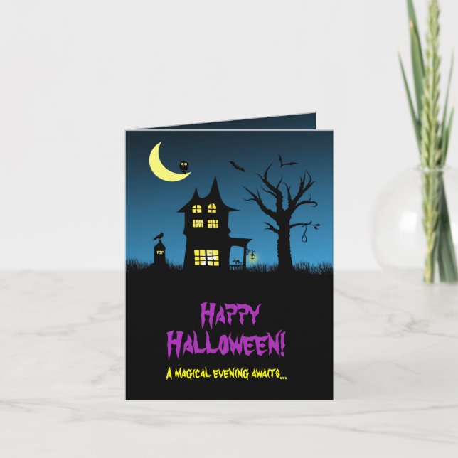 Spooky Haunted House Halloween Card (Front)