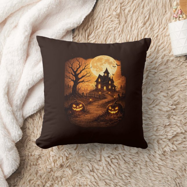 Spooky Haunted House Halloween  Cushion (Blanket)