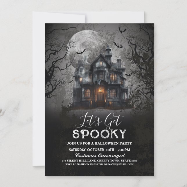 Spooky Haunted House Halloween Invitation (Front)
