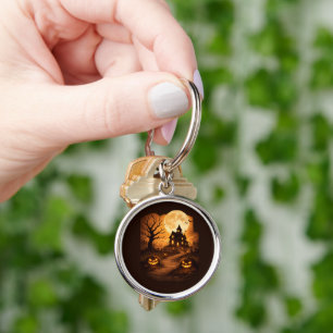 Spooky Haunted House Halloween Key Ring