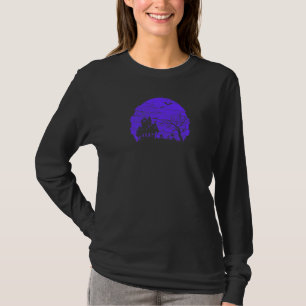 Spooky Haunted House Halloween Moon Dead Tree Bats T-Shirt