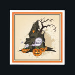 Spooky Haunted House Halloween Napkin<br><div class="desc">A spooky haunted house,  ghosts and jack o' lanterns,  these paper party napkins are fun for a Halloween costume party or kid's birthday party . MATCHING items in our store.</div>