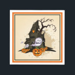 Spooky Haunted House Halloween Napkin<br><div class="desc">A spooky haunted house,  ghosts and jack o' lanterns,  these paper party napkins are fun for a Halloween costume party or kid's birthday party . MATCHING items in our store.</div>