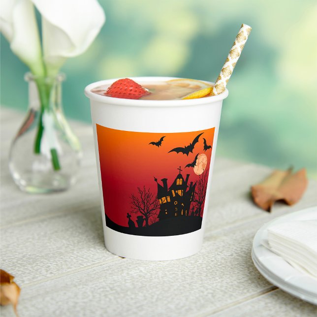 Spooky Haunted House Halloween Night  Paper Cups (Creator Uploaded)