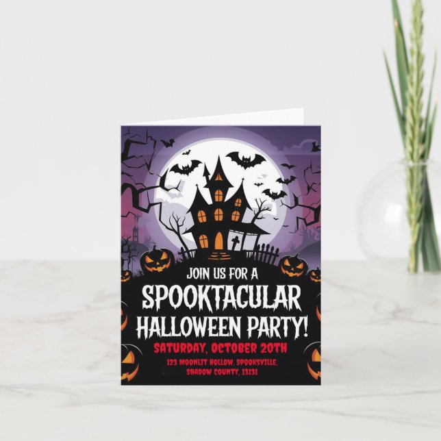 Spooky Haunted House Halloween Party Design Invitation (Front)