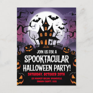 Spooky Haunted House Halloween Party Design Postcard