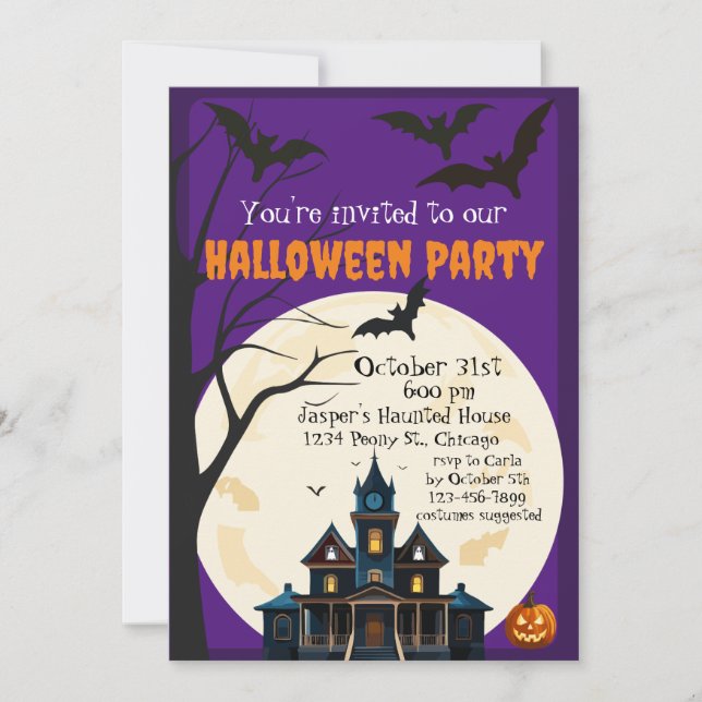 Spooky Haunted House Halloween Party Invitation (Front)
