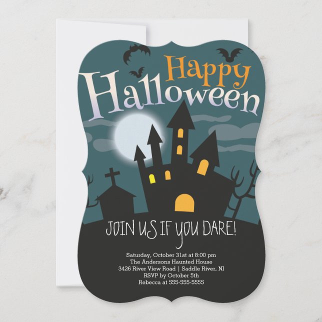 Spooky Haunted House Halloween Party Invitation (Front)