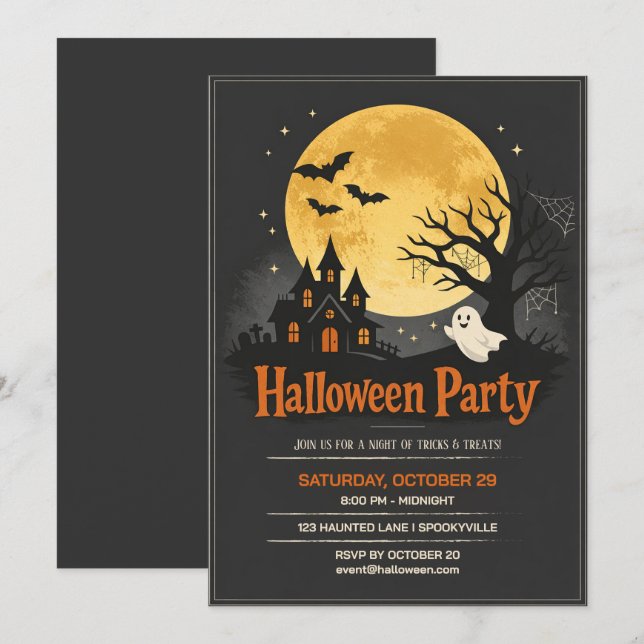 Spooky Haunted House Halloween Party Invitation (Front/Back)