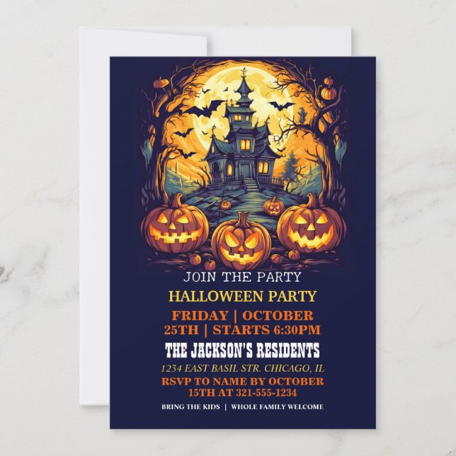 Spooky Haunted House Halloween Party Invitations (Front)