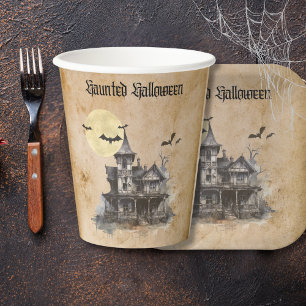 Spooky Haunted House Halloween Party Paper Cups