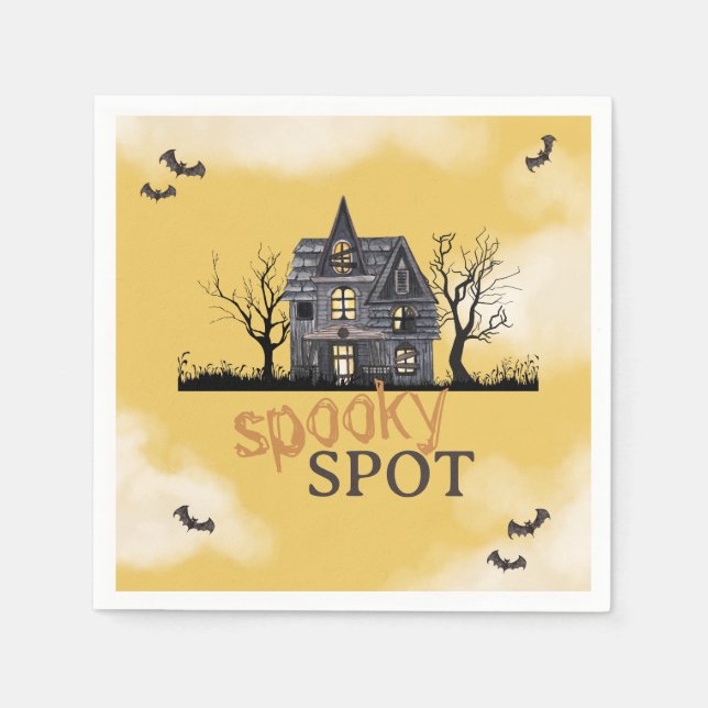 Spooky Haunted House Halloween Party Paper Napkin (Front)