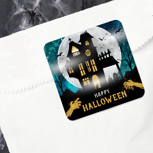 Spooky Haunted House Halloween Party Square Sticker