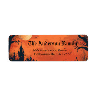 Spooky Haunted House Halloween Return Address