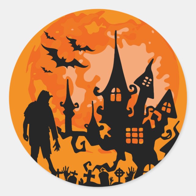 Spooky Haunted House Halloween Sticker (Front)
