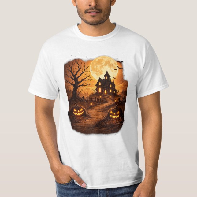 Spooky Haunted House Halloween  T-Shirt (Front)