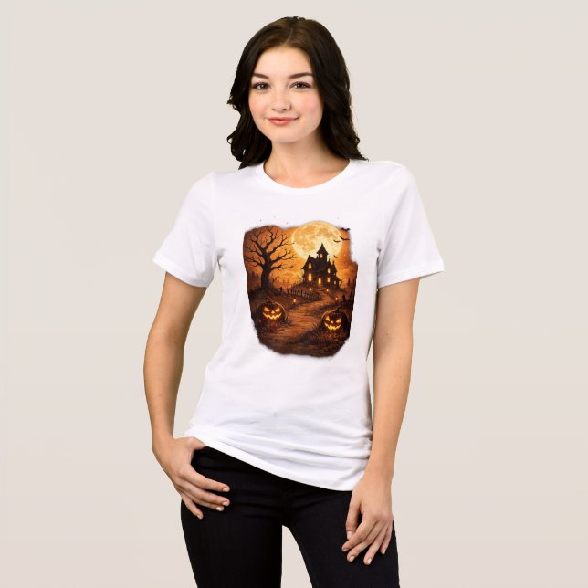 Spooky Haunted House Halloween  Tri-Blend Shirt (Front Full)