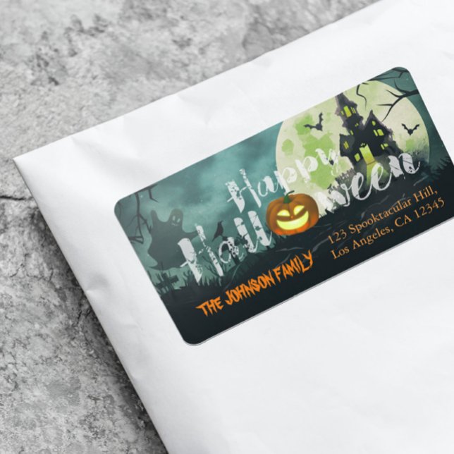 Spooky Haunted House Night Sky Halloween Address Label (Creator Uploaded)