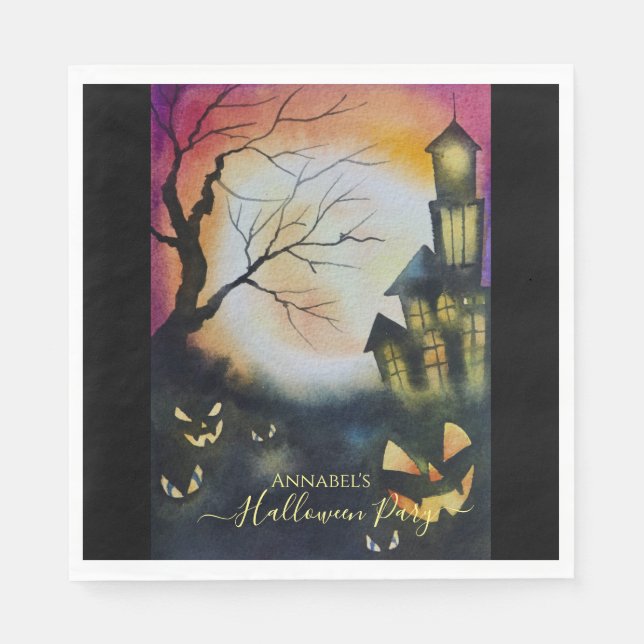 Spooky haunted house personalised napkin (Front)