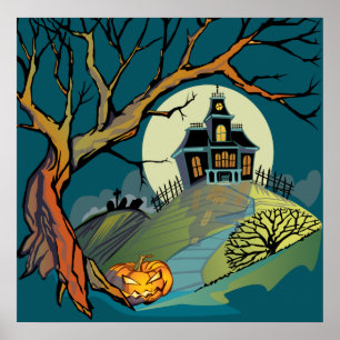 Spooky Haunted House Poster