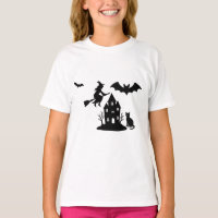 Spooky Haunted House & Witch Silhouette |