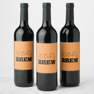 Spooky Haunted House & Witch Silhouette    Wine Label