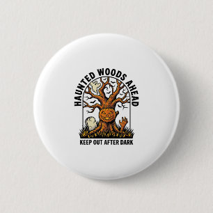 Spooky Haunted Tree Vintage Halloween Warning Shir 6 Cm Round Badge