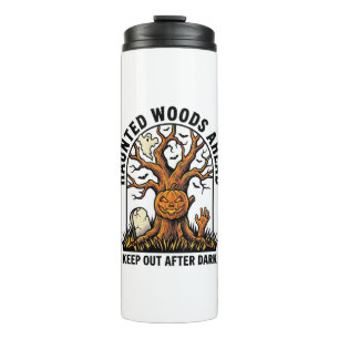 Spooky Haunted Tree Vintage Halloween Warning Shir Thermal Tumbler