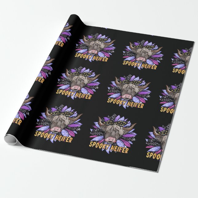 Spooky Heifer Wrapping Paper (Unrolled)