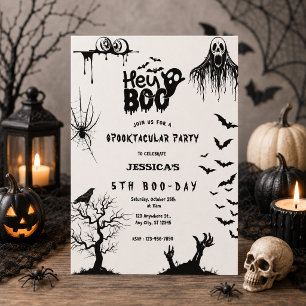 Spooky Hey Boo Kids Halloween Birthday Party Invitation