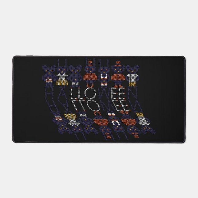 Spooky Horror Stick Cross Halloween Monsters Desk Mat (Front)