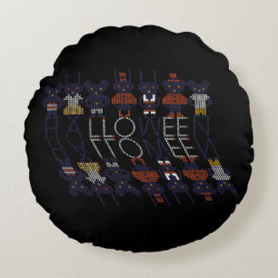 Spooky Horror Stick Cross Halloween Monsters Round Cushion