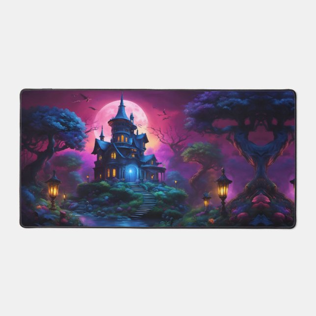 Spooky House on Halloween Hill Desk Mat (Front)