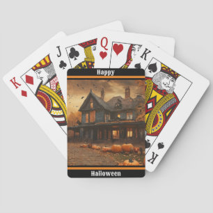 Spooky House Pumpkin Halloween Collection Playing Cards