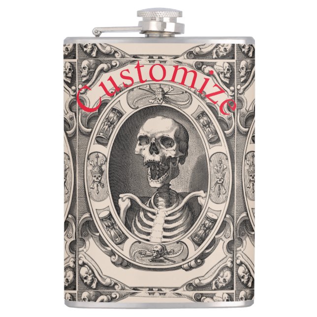 Spooky Human Skull Thunder_Cove Hip Flask (Front)