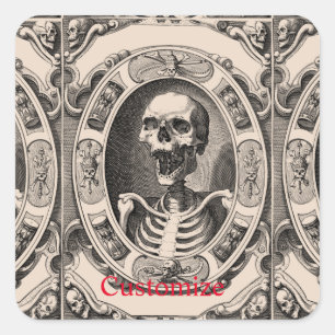 Spooky Human Skull Thunder_Cove Square Sticker