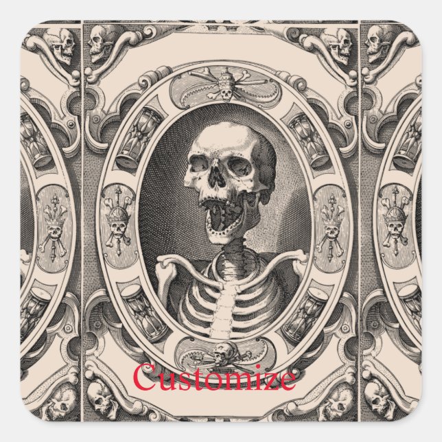 Spooky Human Skull Thunder_Cove  Square Sticker (Front)