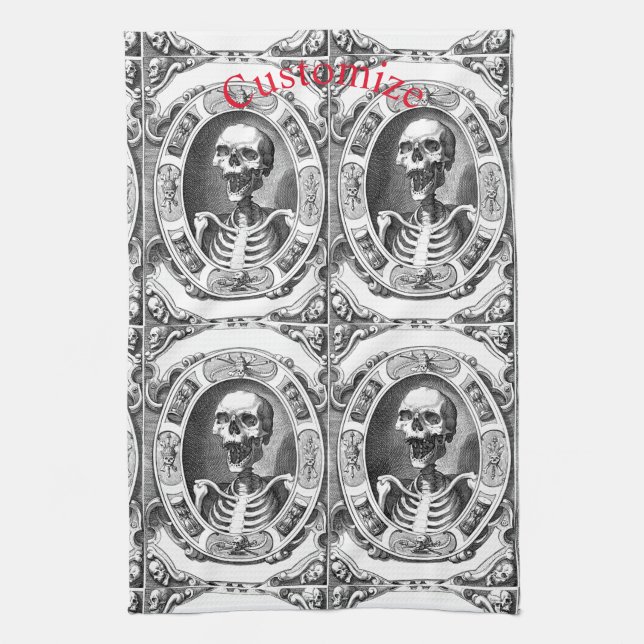 Spooky Human Skull Thunder_Cove Tea Towel (Vertical)