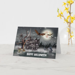 Spooky Hunted House Halloween Card