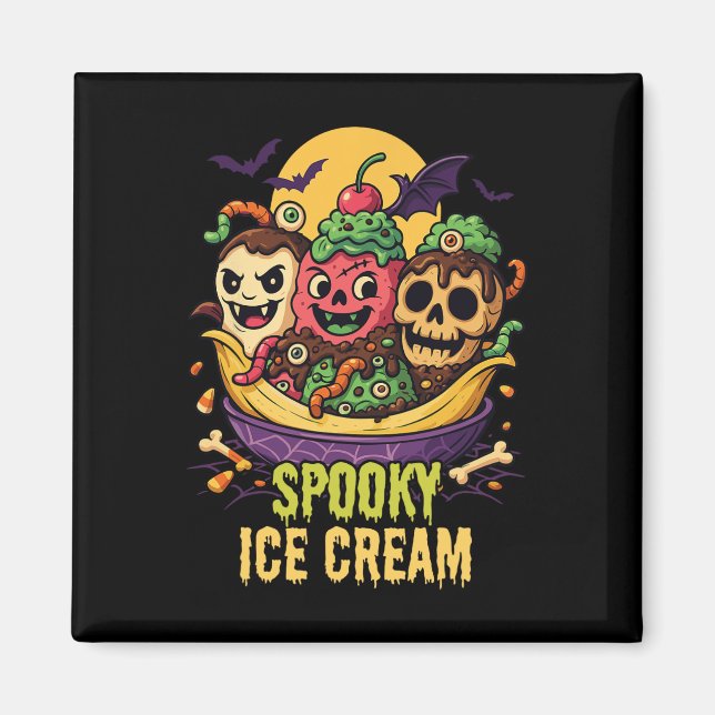 Spooky Ice Cream Dessert Halloween Design  Magnet (Front)