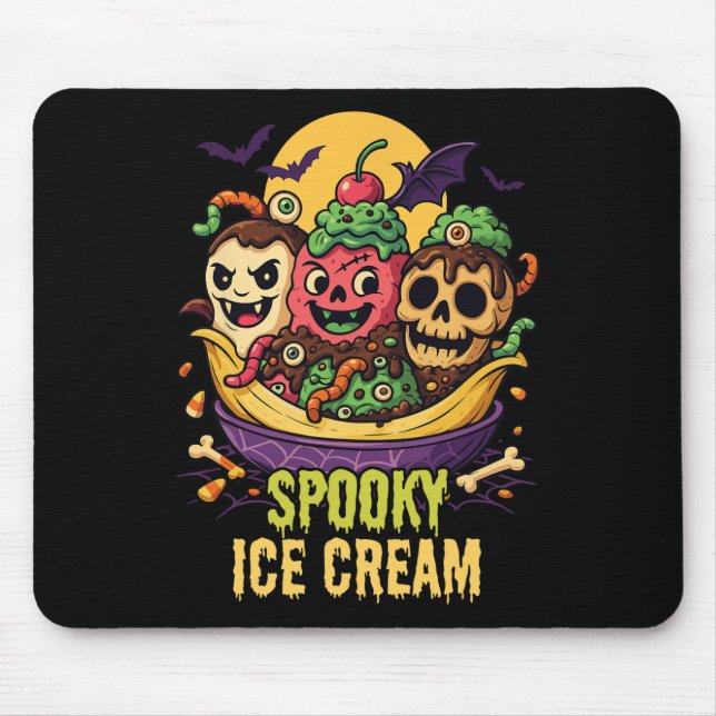 Spooky Ice Cream Dessert Halloween Design  Mouse Pad (Front)