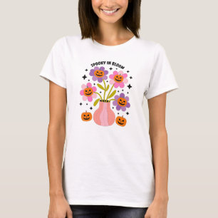 Spooky in Bloom – Cute Halloween Pumpkin Flower T-Shirt