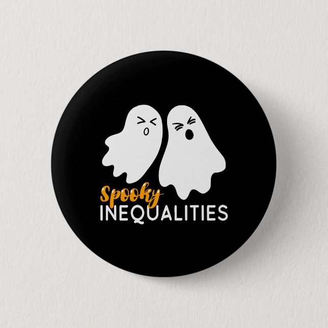 Spooky Inequalities Ghosts - Halloween Math 6 Cm Round Badge (Front)