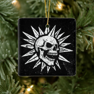 Spooky Island Est 2002 Amusement Park Skull Ceramic Ornament