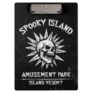 Spooky Island Est 2002 Amusement Park Skull Clipboard