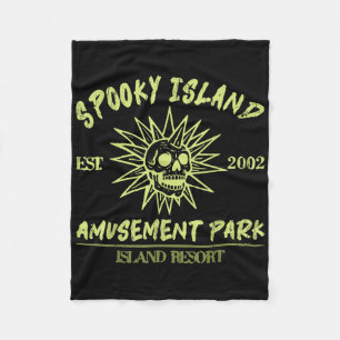 Spooky Island Est 2002 Amusement Park Skull Hallow Fleece Blanket