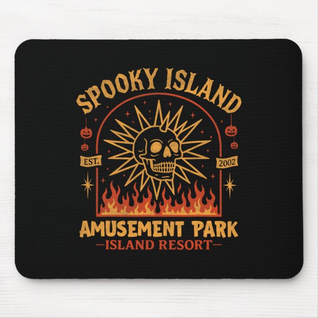 Spooky Island Est 2002 Amusement Park Skull Hallow Mouse Pad (Front)