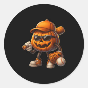 Spooky Jack O Lantern Baseball Halloween Costumes Classic Round Sticker
